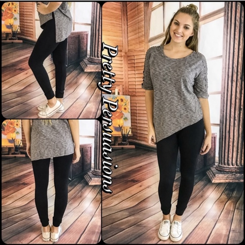 Black Fleece Lined Soft Comfy Full Length Leggings - Picture 4 of 7